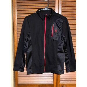SPYDER Jacket Youth Large 14 16 Black Red Full Zip Athletic Training 24x18